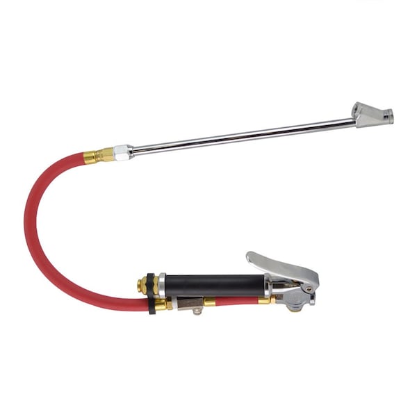 Interstate Pneumatics HD Inflator 10-120 PSI w/ 12" Rubber Hose Whipend & 11" Straight-in Dual Foot Tilt-Lock Truck Chuck TF5108BL - main